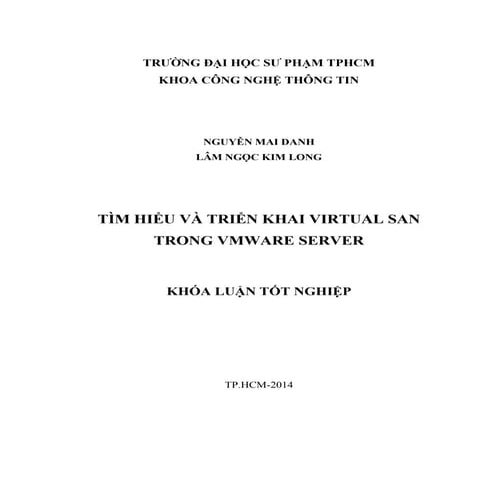 TÌM HIỂU VÀ TRIỂN KHAI VIRTUAL SAN TRONG VMWARE SERVER