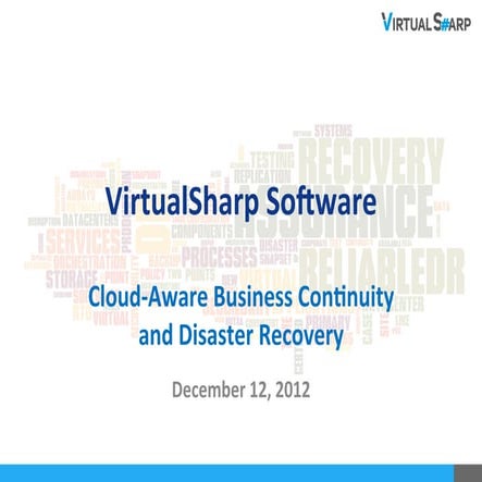 Virtual sharp cloud aware bc dr up 2012 cloud