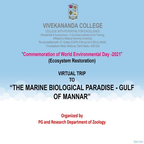 Virtual tour to marine biological paradise- The Gulf of Mannar Coast