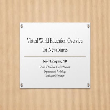 Virtual World Education Overview for Newcomers
