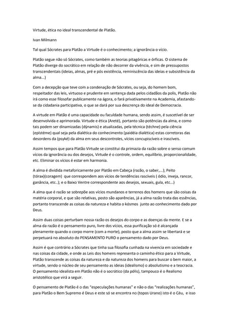 Virtude, ética platão