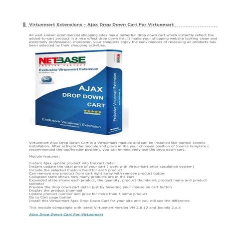 AJAX DROP DOWN CART FOR VIRTUEMART