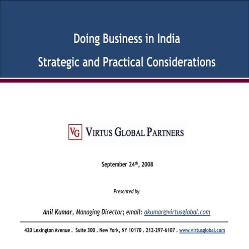Doing Business In India - Virtus Global Partners
