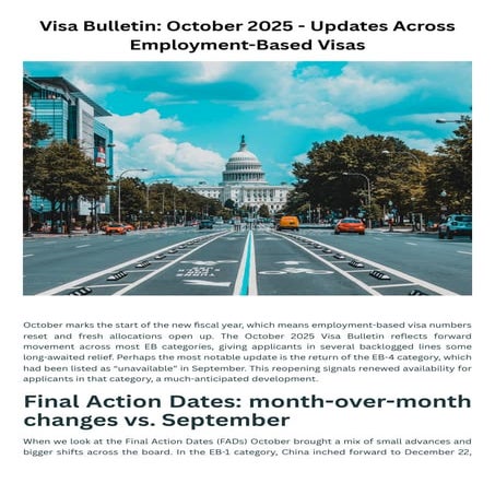 Visa Bulletin: October 2025 - Updates Across Employment-Based Visas | PDF