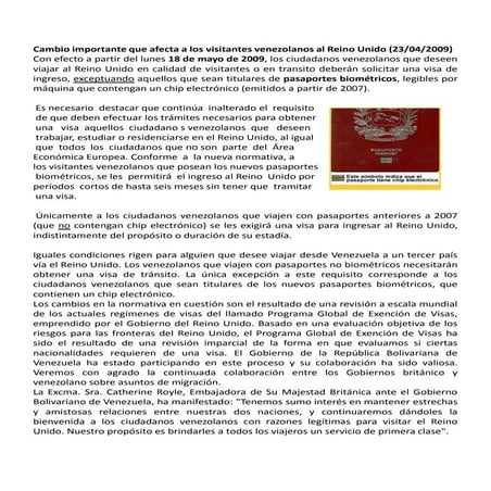 Normativa de VISADO para venezolanos al R.U.