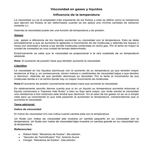 Viscosidad en gases y líquidos