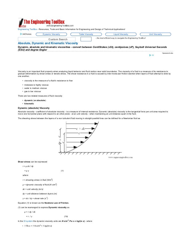 Kinematic Viscosity Chart