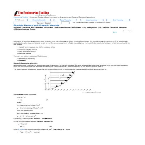 Viscosity   kinematic vs dynamic