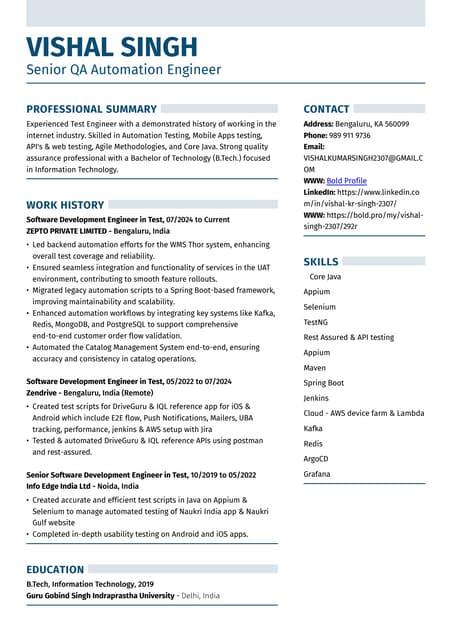 VISHAL KUMAR SINGH Latest Resume with updated details