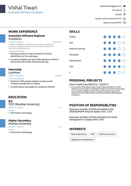 Vishal's resume