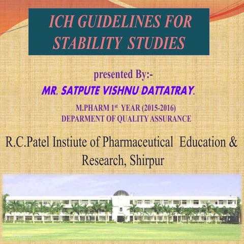 ICH Guidlines for stability studies