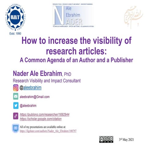 How to increase the visibility of research articles: A Common Agenda of an Au...