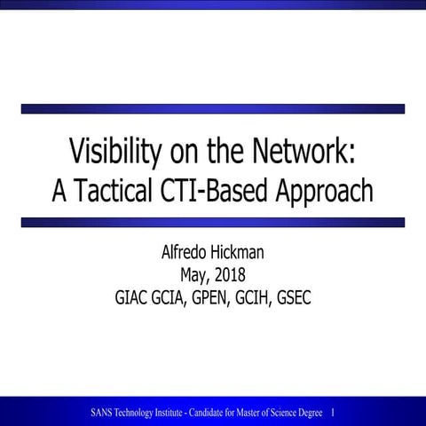 Visibility on the network   a tactical cti-based approach