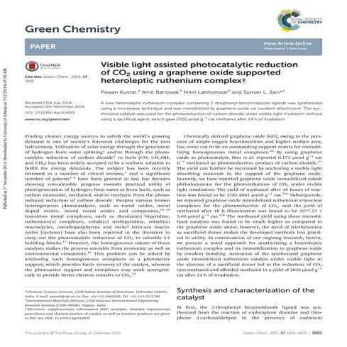 Photocatalytic reduction of carbon dioxide to methanol using a ...