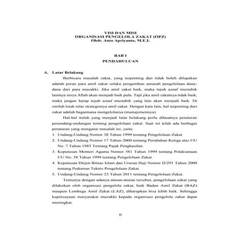 Visi dan Misi OPZ - Anto Apriyanto