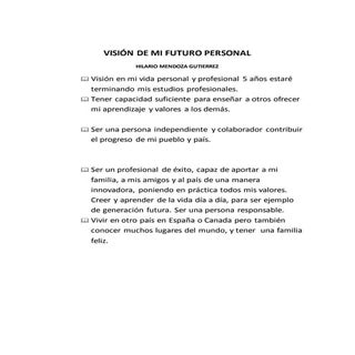 Visión de mi futuro personal