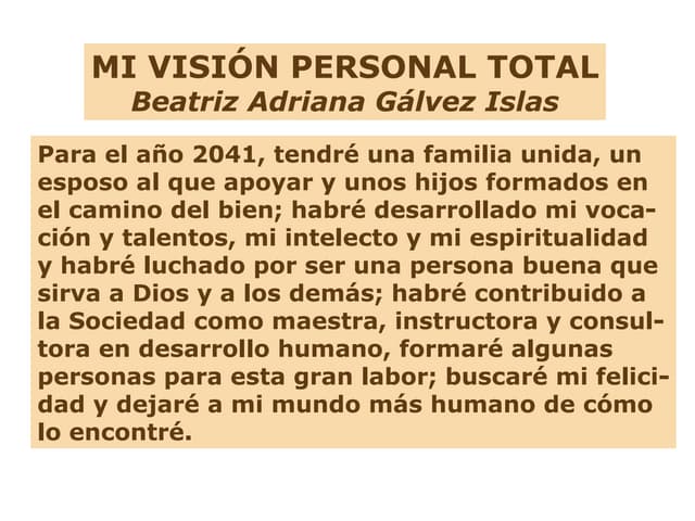 Misión y visión personal proyecto de vida
