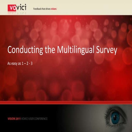 Vovici Vision 2011: Conducting the Multilingual Survey