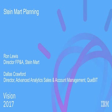 IBM Vision 2017 Conference Session #1148 - Leveraging Planning Analytics & CD...