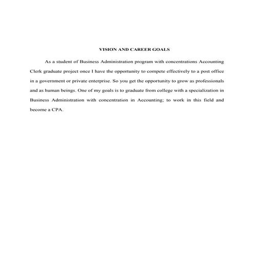 Vision and  career goals