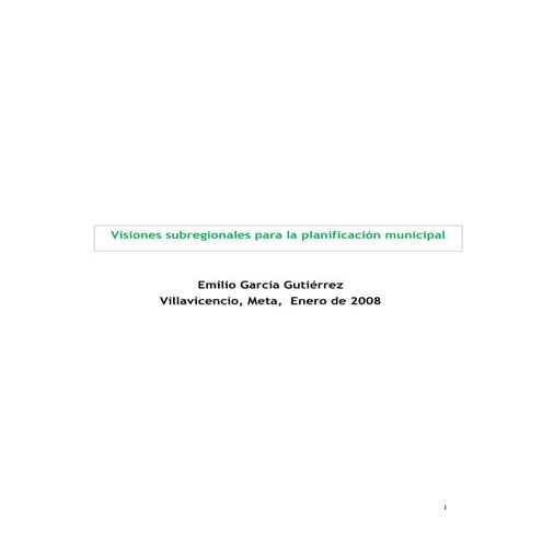 Visiones subregionales para la  planificación municipal  EGG 