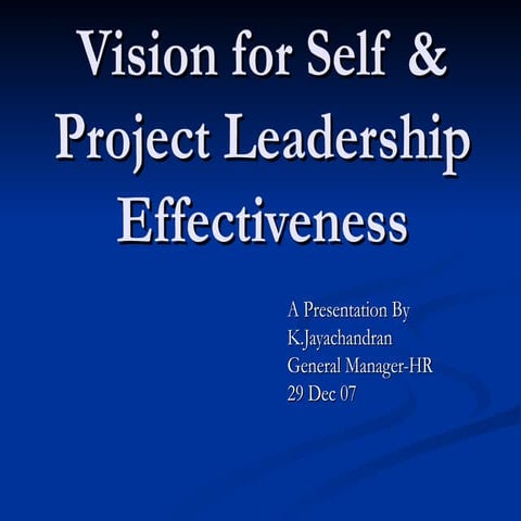 Vision For Self &amp; Project Leadership Effectiveness