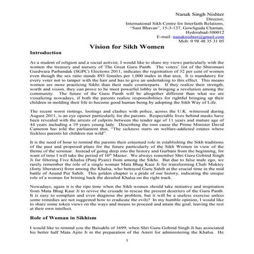 Vision for Sikh Women