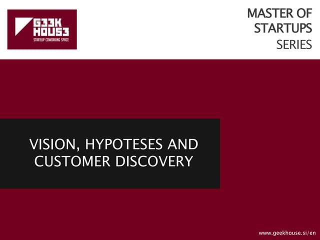 Vision, hypotheses and customer discovery
