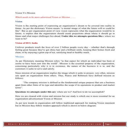 Vision V/s Mission