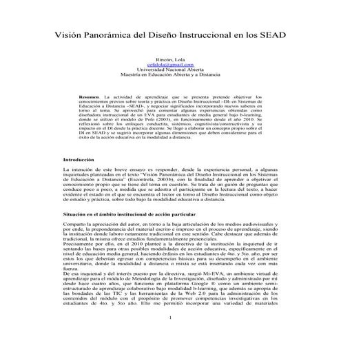 Vision panoramica del di en sead bajo diferentes enfoques teóricos