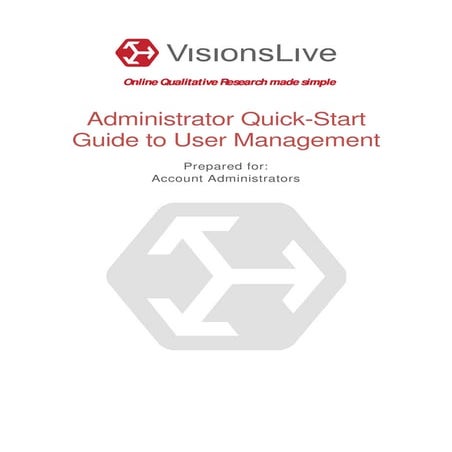 Visionslive -  Administrator Quick Start Guide