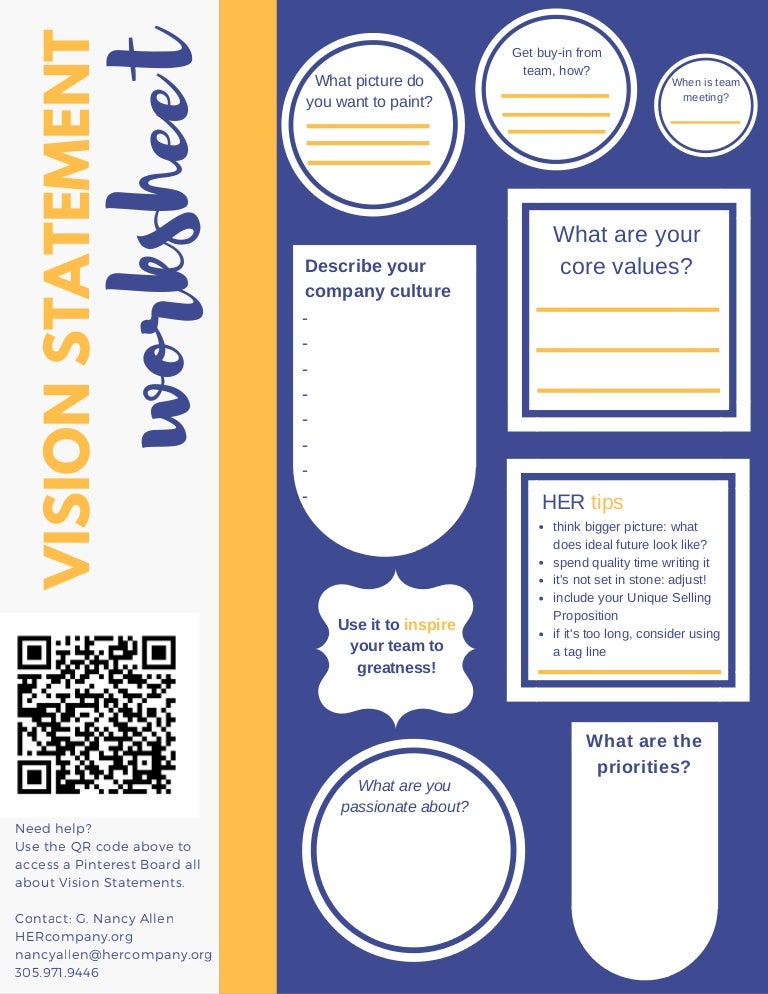 Vision statement worksheet