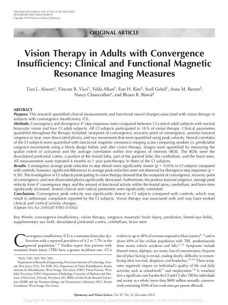 Vision Therapy For Convergence Insufficiency