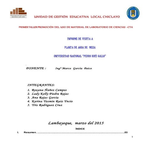 Visita a la planta de agua de mesa 