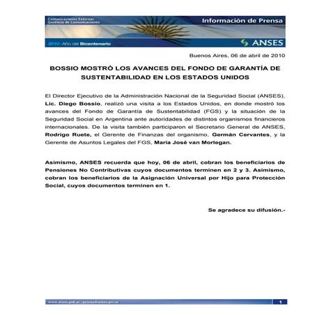 Visita Bossio Eeuu   6 Abril