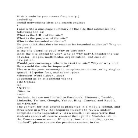 Visit a website you access frequently (excluding social networki.docx