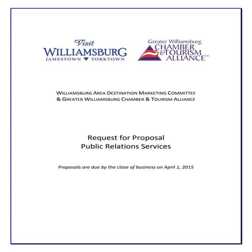 Visit Williamsburg PR Agency Request for Proposal - RFP | PDF