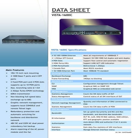 Vista-1600C GEPON OLT