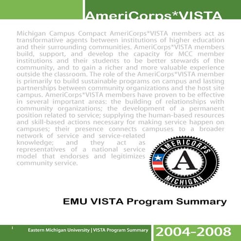 EMU VISTA Program Report 