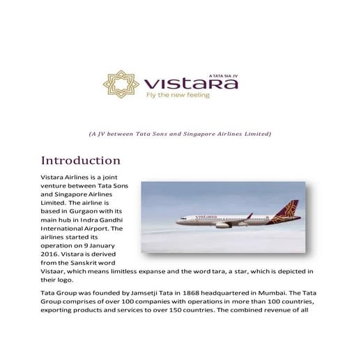 Vistara Airlines SWOT Analysis 