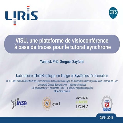 VISU : Une plateforme de visioconférence à base de traces pour le tutorat à d...