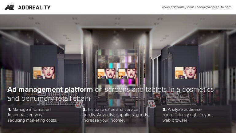 Digital signage in Cosmetics and perfumery store (multi brand)