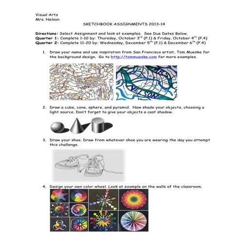 Visual arts sketchbooks SEMESTER 1: #1-20
