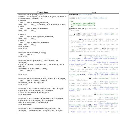 Cómo hacer una calculadora en java y visual basic | DOCX