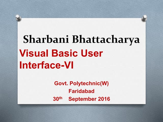 Visual Basic User Interface-VI