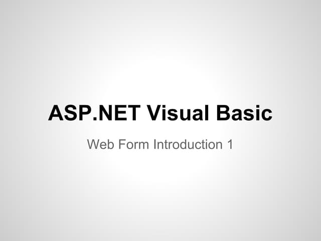 Visual basic asp.net programming introduction | PPT