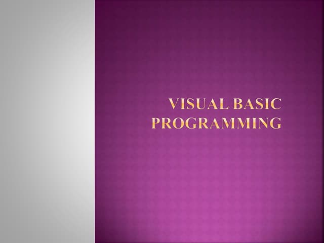 Visual basic programming