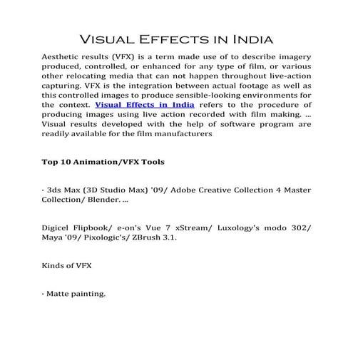 Visual effects in india | PDF