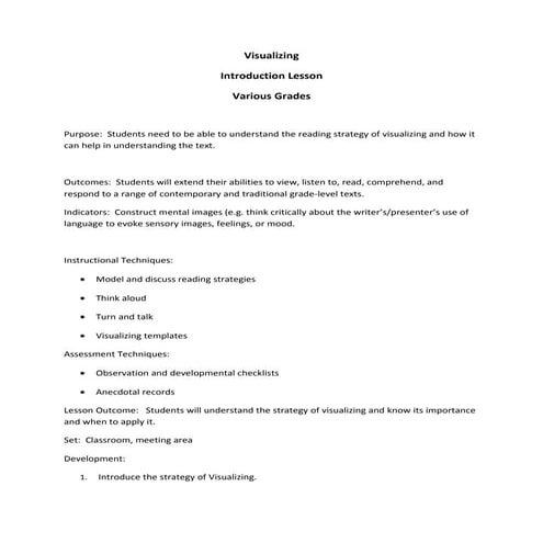 Visualizing introduction various grades 2010