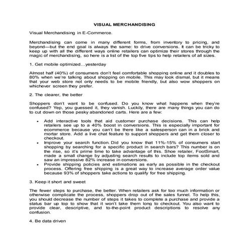 Visual merchandising notes